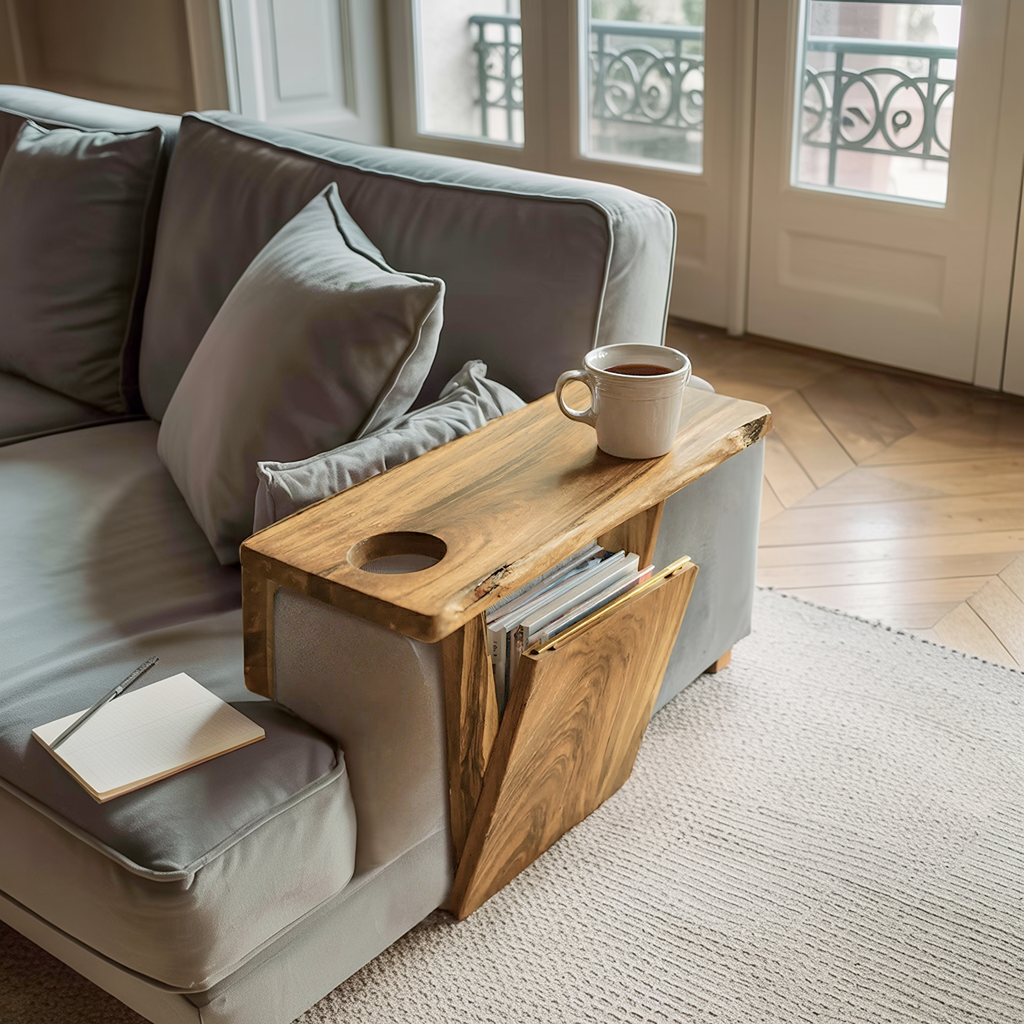 Farmhouse Wooden Armrest For Rustic Sofa Furniture