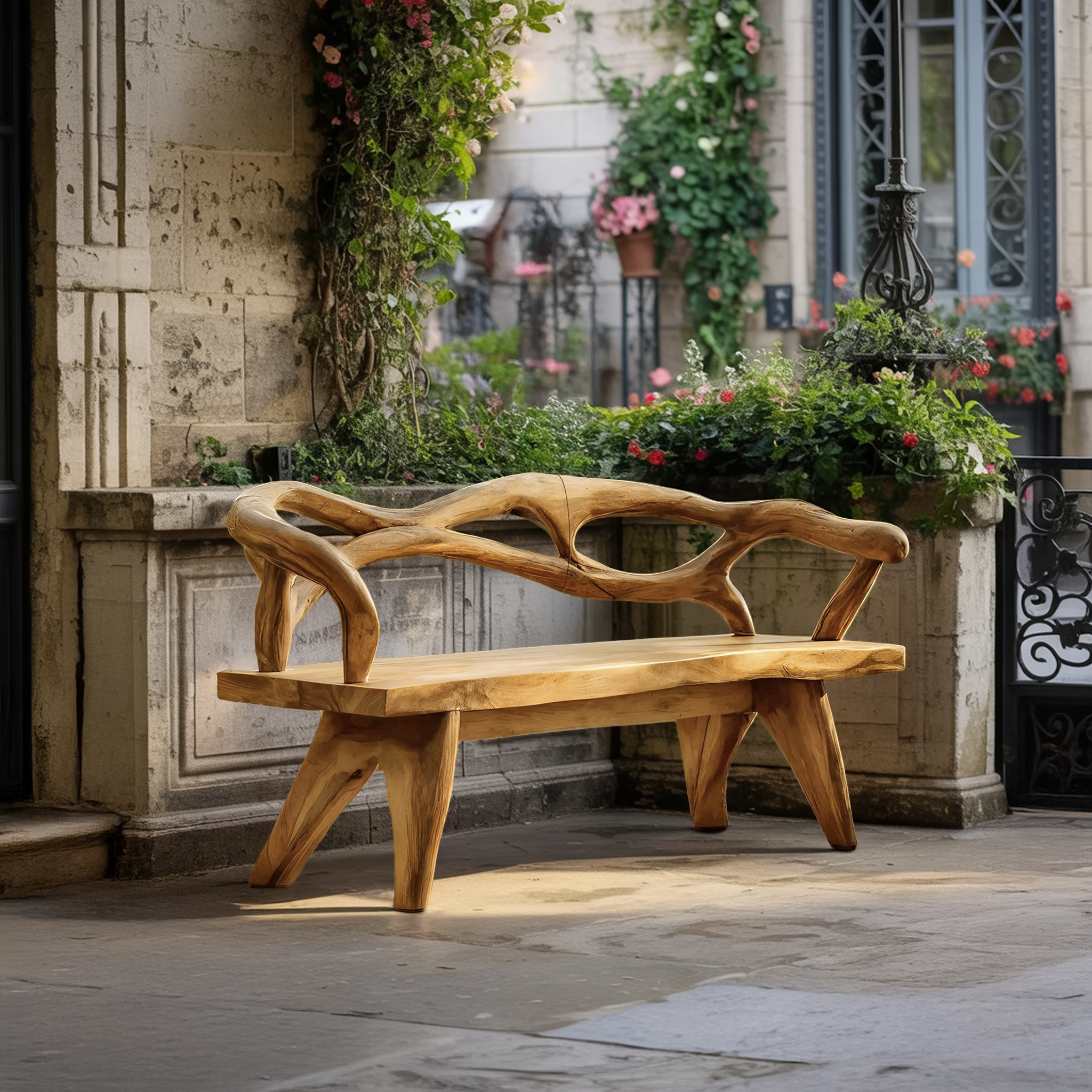 Natural Solid Wood Entryway Bench For Hallway Interior