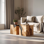 Farmhouse Wooden Cube Coffee Table For Farmhouse Living Room