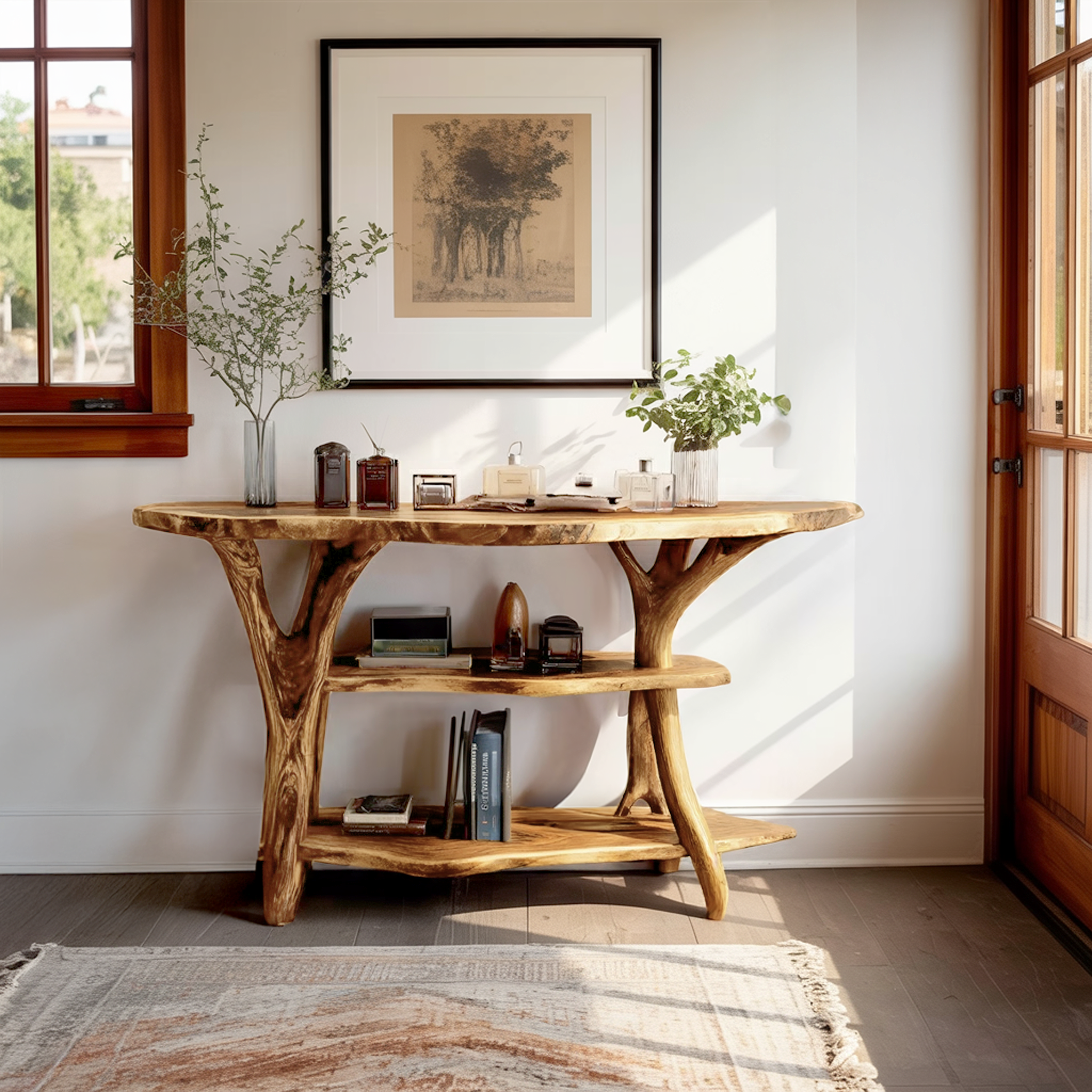 Handcrafted Wooden Live Edge Console Table For Stylish Entryway Furniture