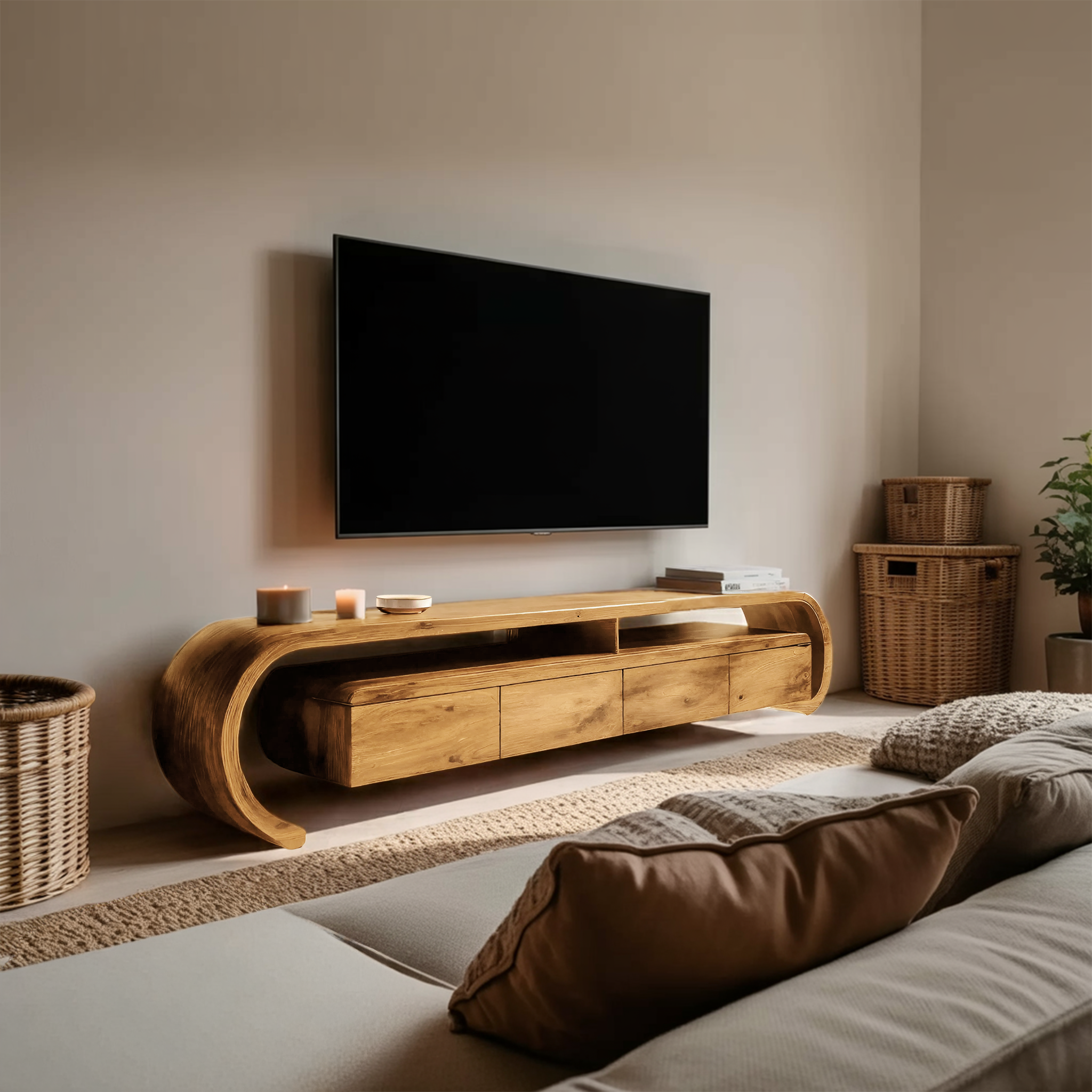 Modern Sculptural TV Console For Media Furniture
