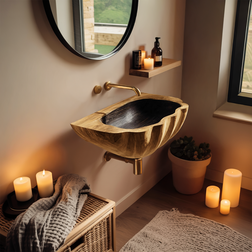 Modern Wall Mounted Wooden Bathroom Sink For Contemporary Bathroom Decor