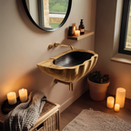 Modern Wall Mounted Wooden Bathroom Sink For Contemporary Bathroom Decor
