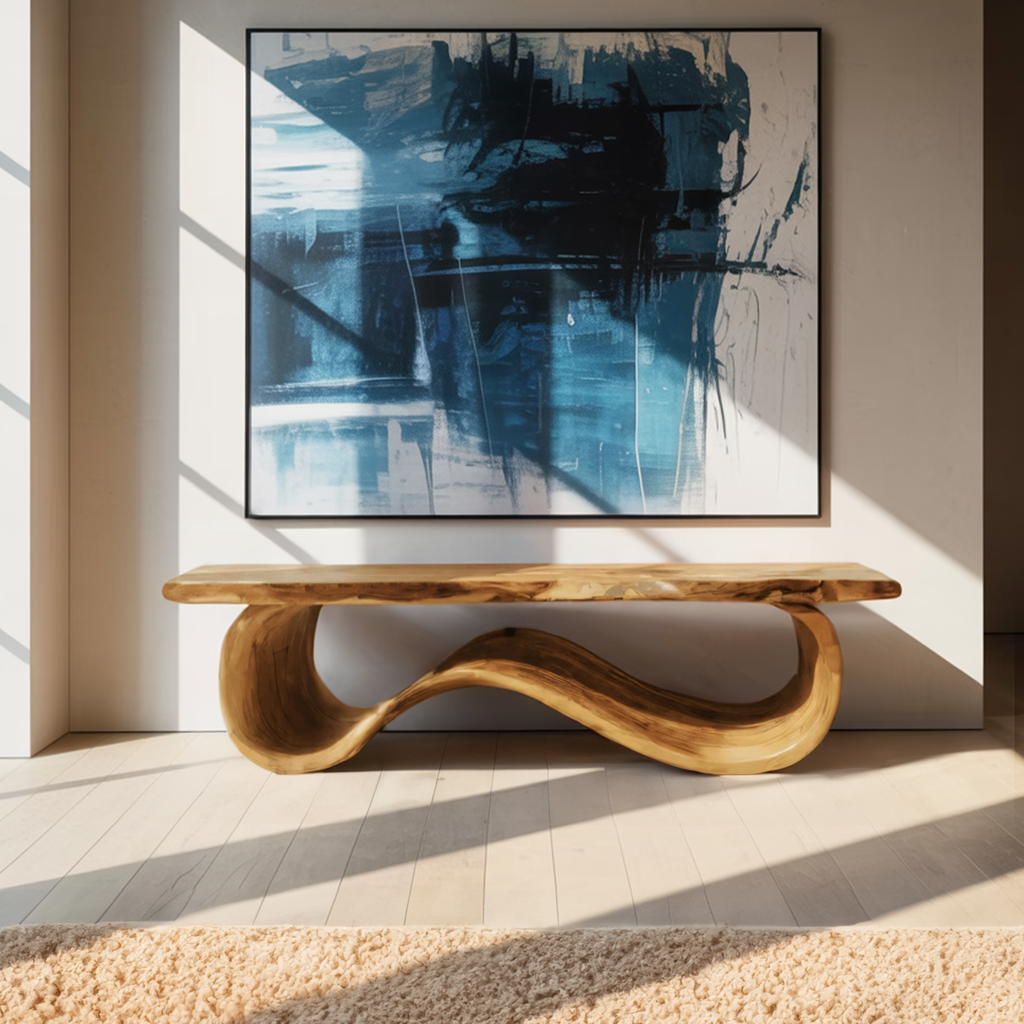 Organic Sculptural Bench For Entryway Decor