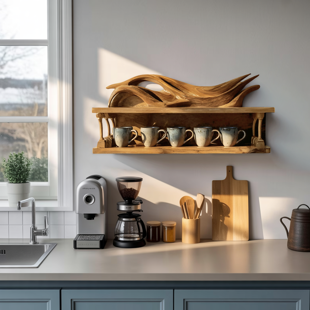 Handcrafted Kitchen Wall Shelf For Functional Decor