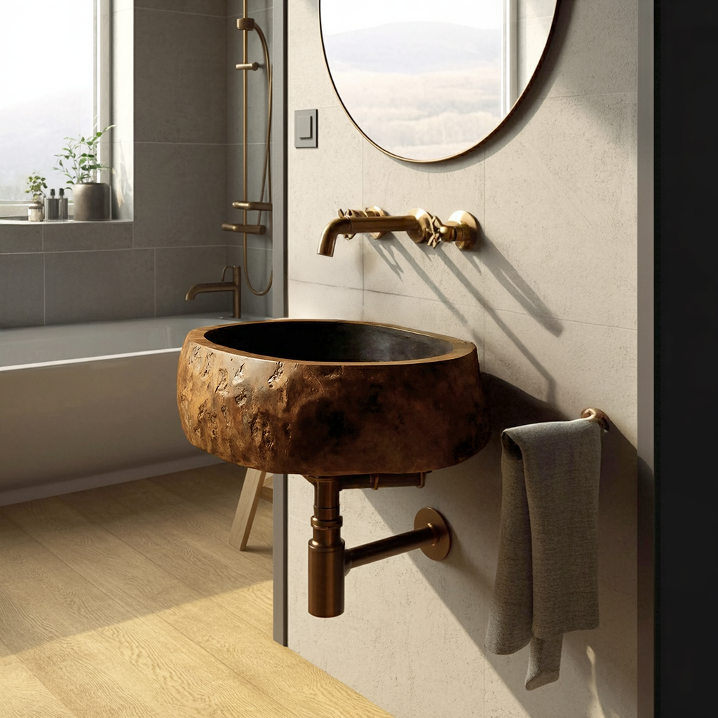 Handcrafted Solid Wood Vanity Sink For Bathroom Furniture Style Decor