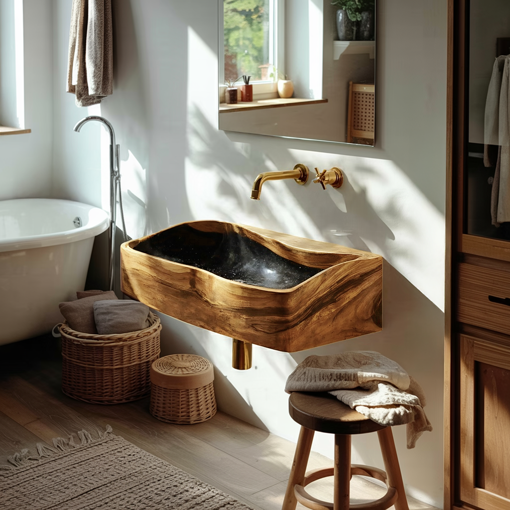 Handcrafted Wooden Vanity Sink For Bathroom Furniture Decor