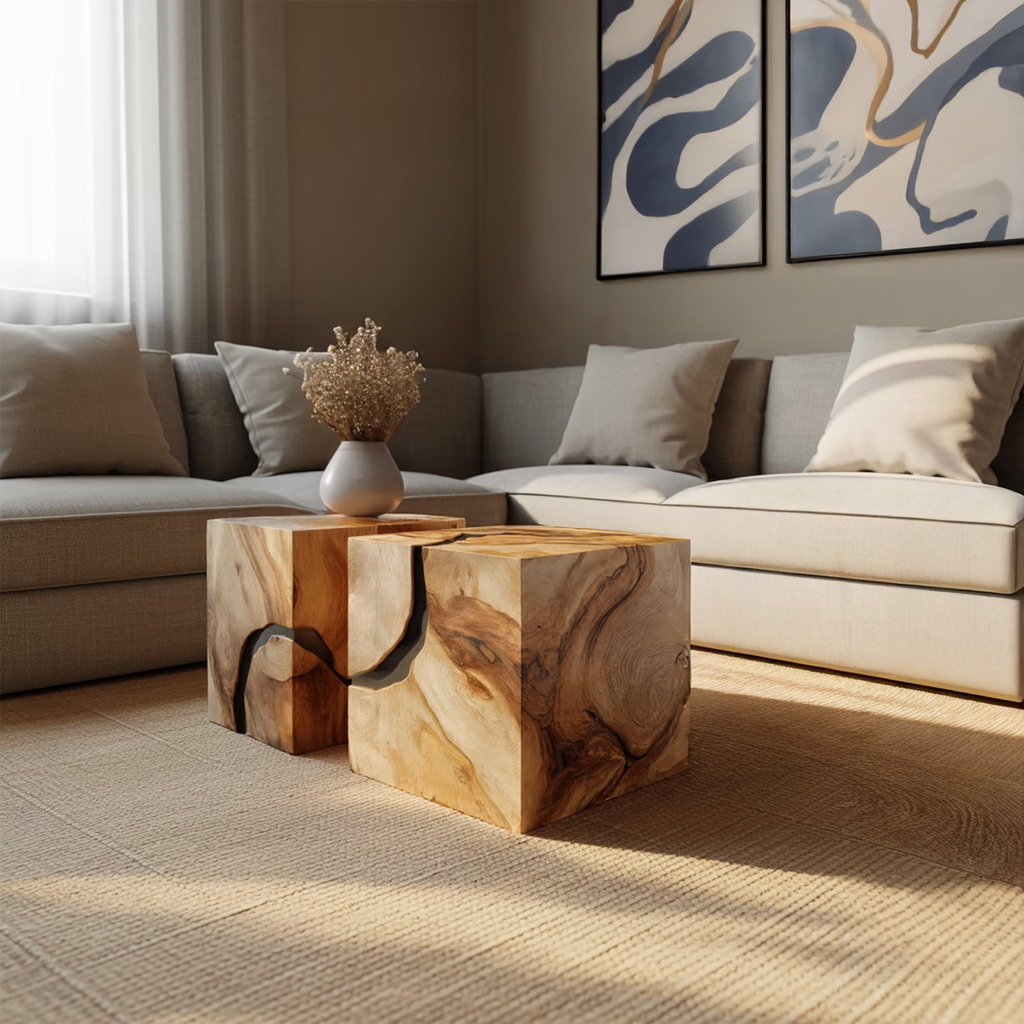 Farmhouse Wooden Square Coffee Table For Cozy Interiors