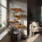 Modern Wooden Mushroom Shelf For Entryway Furniture And Wall Decor