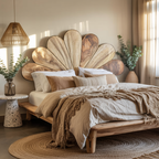 Boho Flower Petal Headboard Bed For Queen And King Bedroom