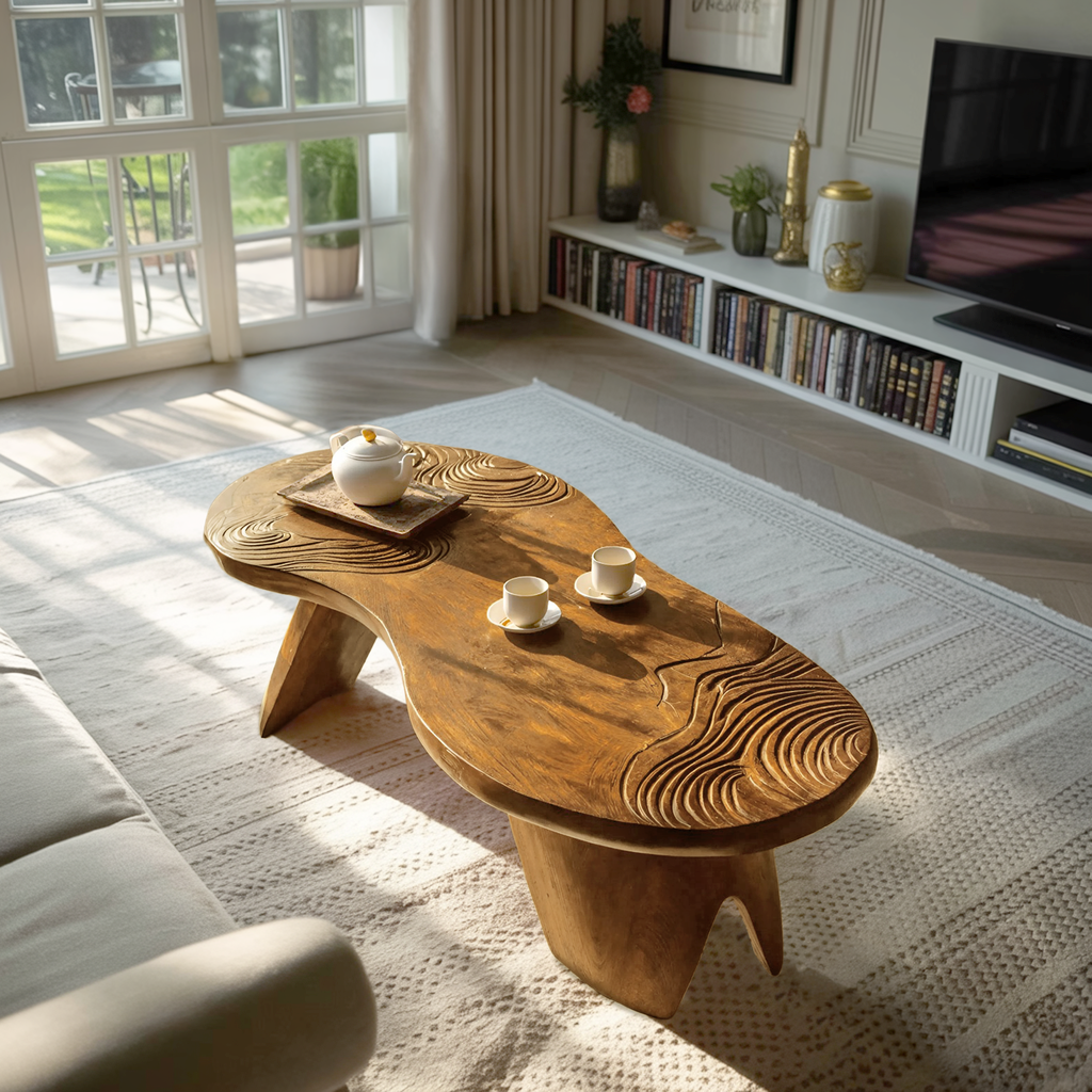 Farmhouse Irregular Abstract Coffee Table For Living Room