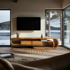 Contemporary Curved TV Shelf For Minimalist Living Room Furniture