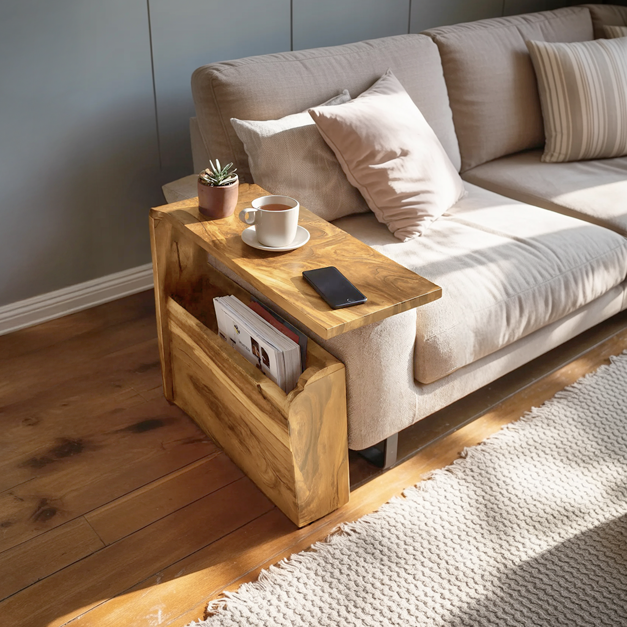 Mid Century Wooden Armrest For Home Furniture Decor