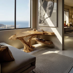 Handcrafted Live Edge Console Table Organic Solid Wood For Home Decor