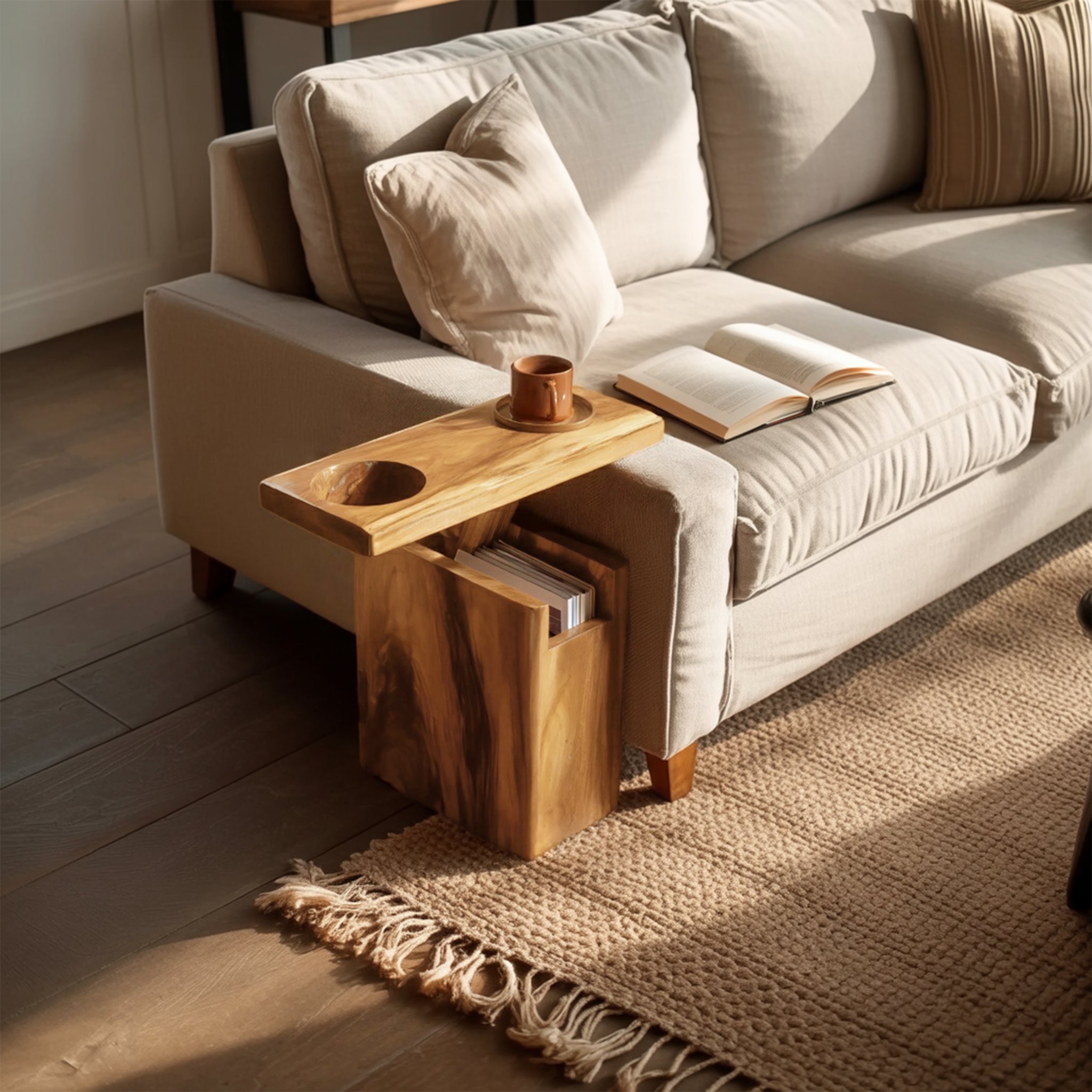 Solid Wood Live Edge Armrest For Sofa And Lounge Area