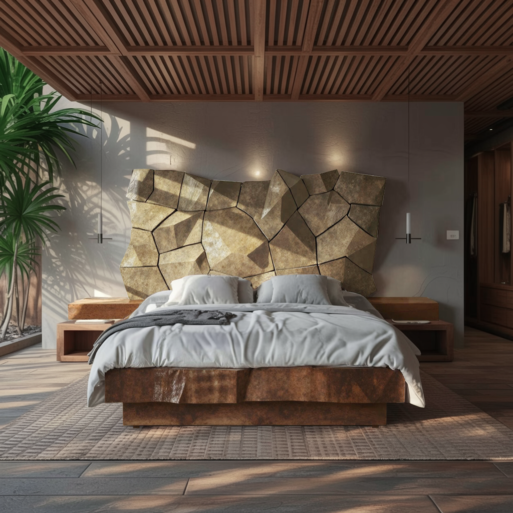 Modern Geometric Headboard Panel For King Or Queen Bed