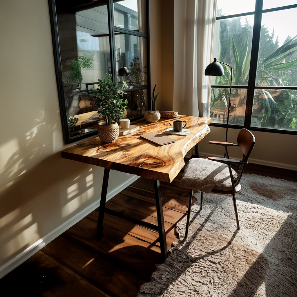 Mid Century Solid Wood Desk For Minimalist Decor