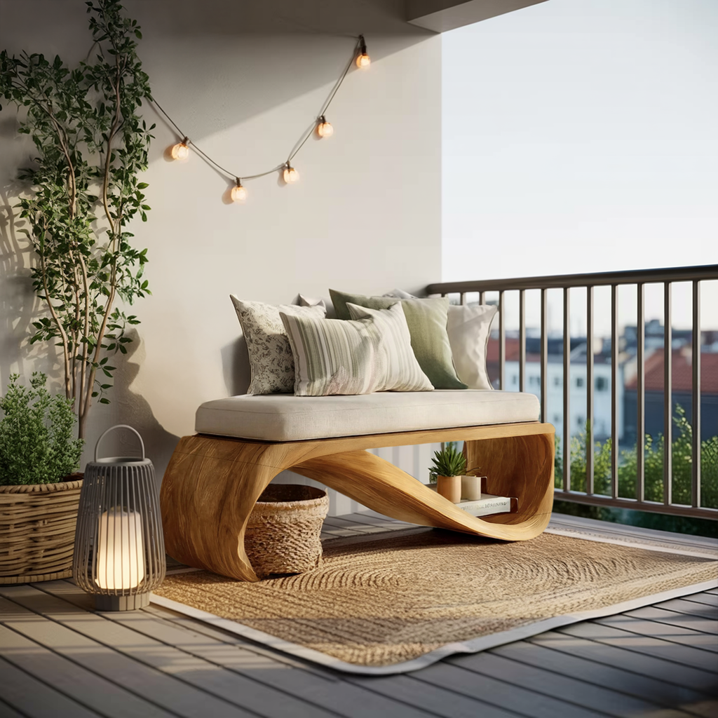 Mid Century Wooden Bench For End-of-Bed Placement
