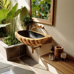 Farmhouse Wall Mounted Wooden Bathroom Sink For Rustic Bathroom Decor