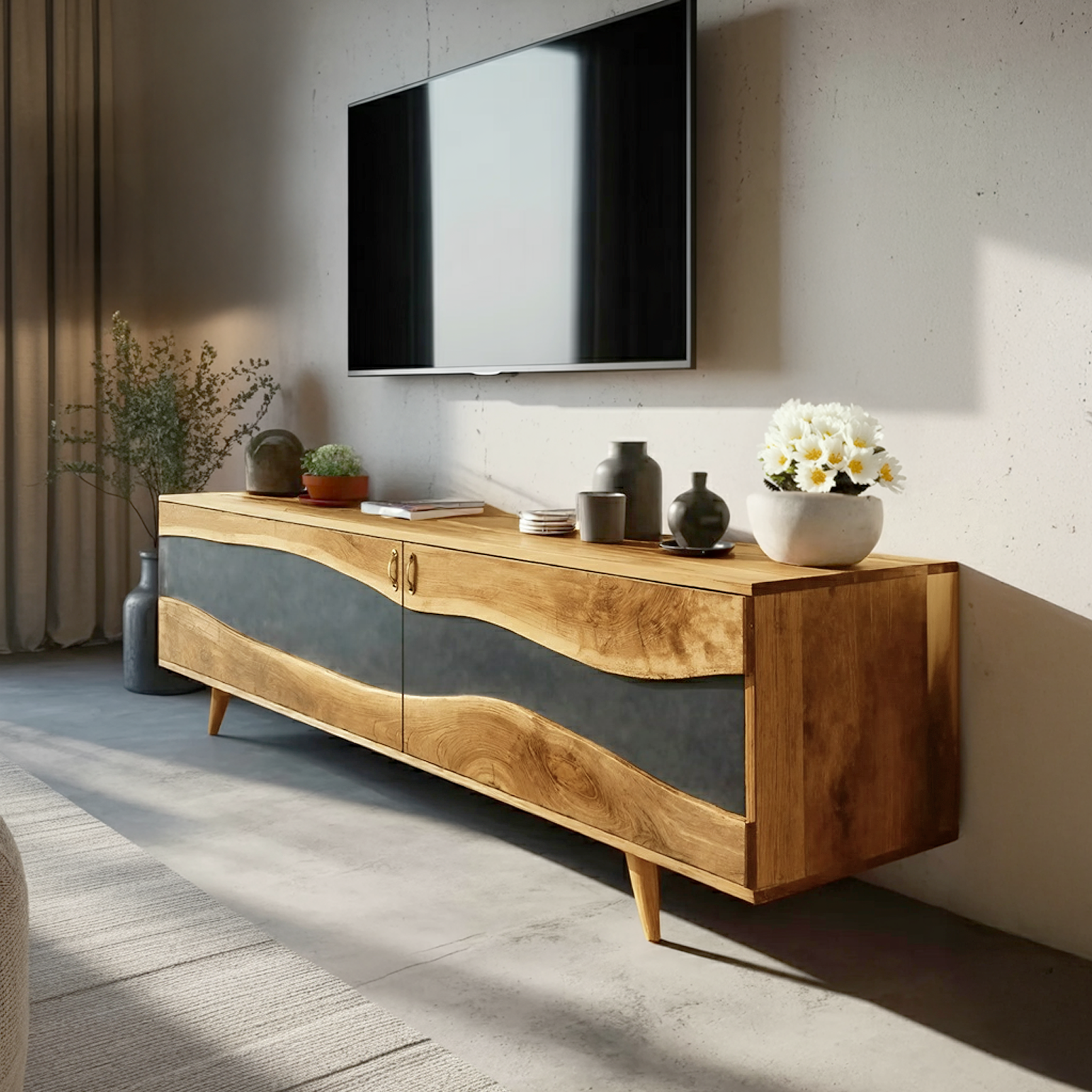 Modern Wooden Media Cabinet For Minimalist Home