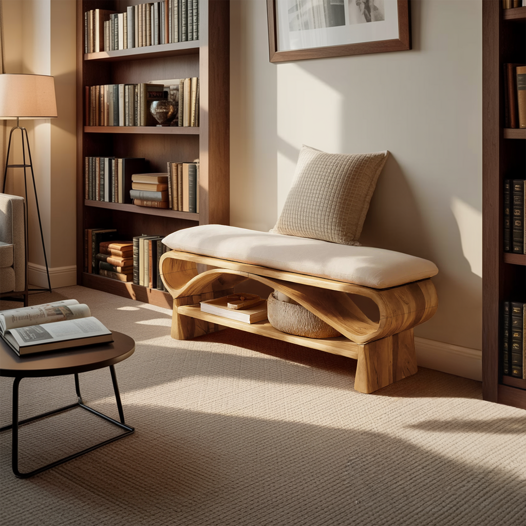 Minimalist Solid Wood Bench For Bedroom Interior Design