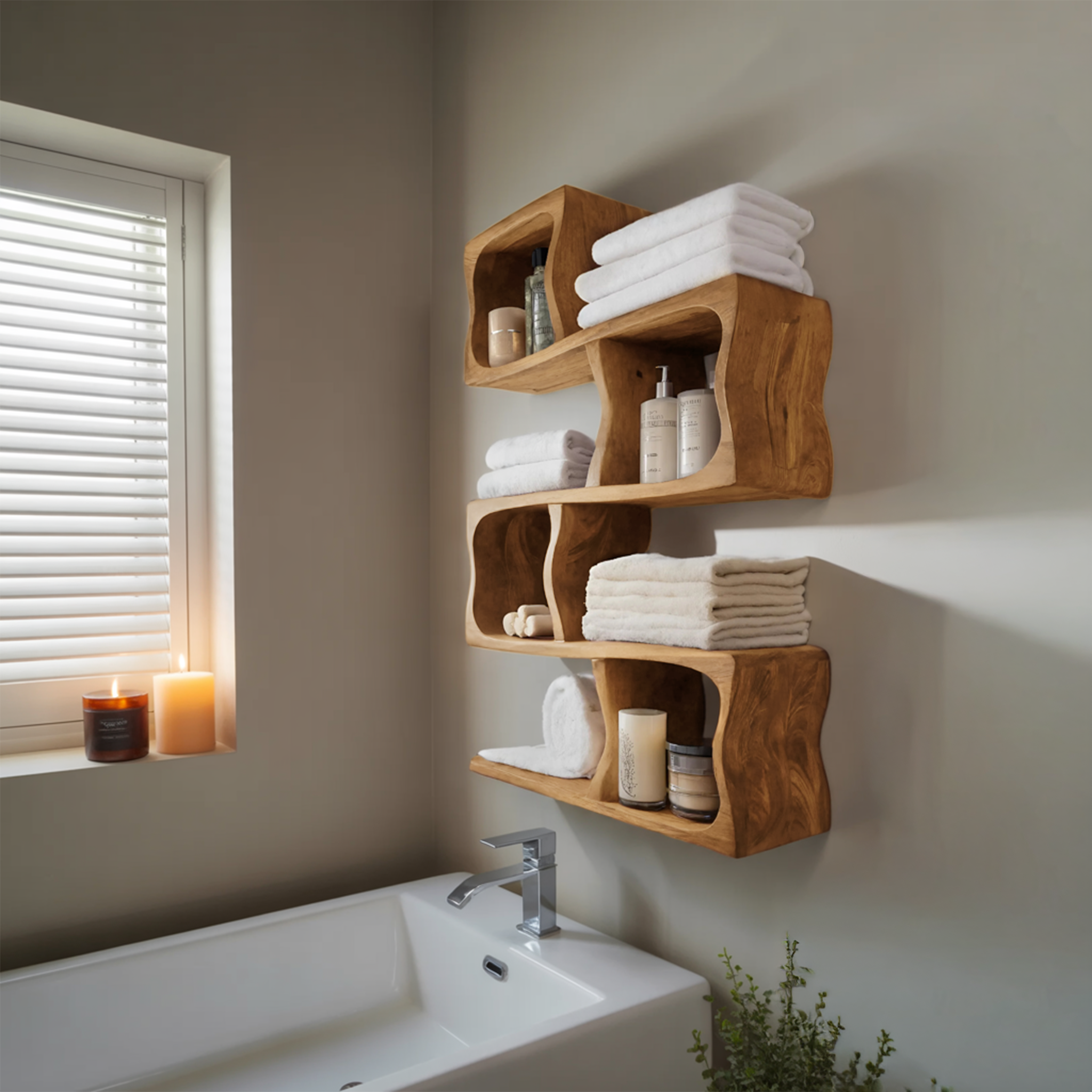 Organic Wall Shelf For Bathroom Wall Use