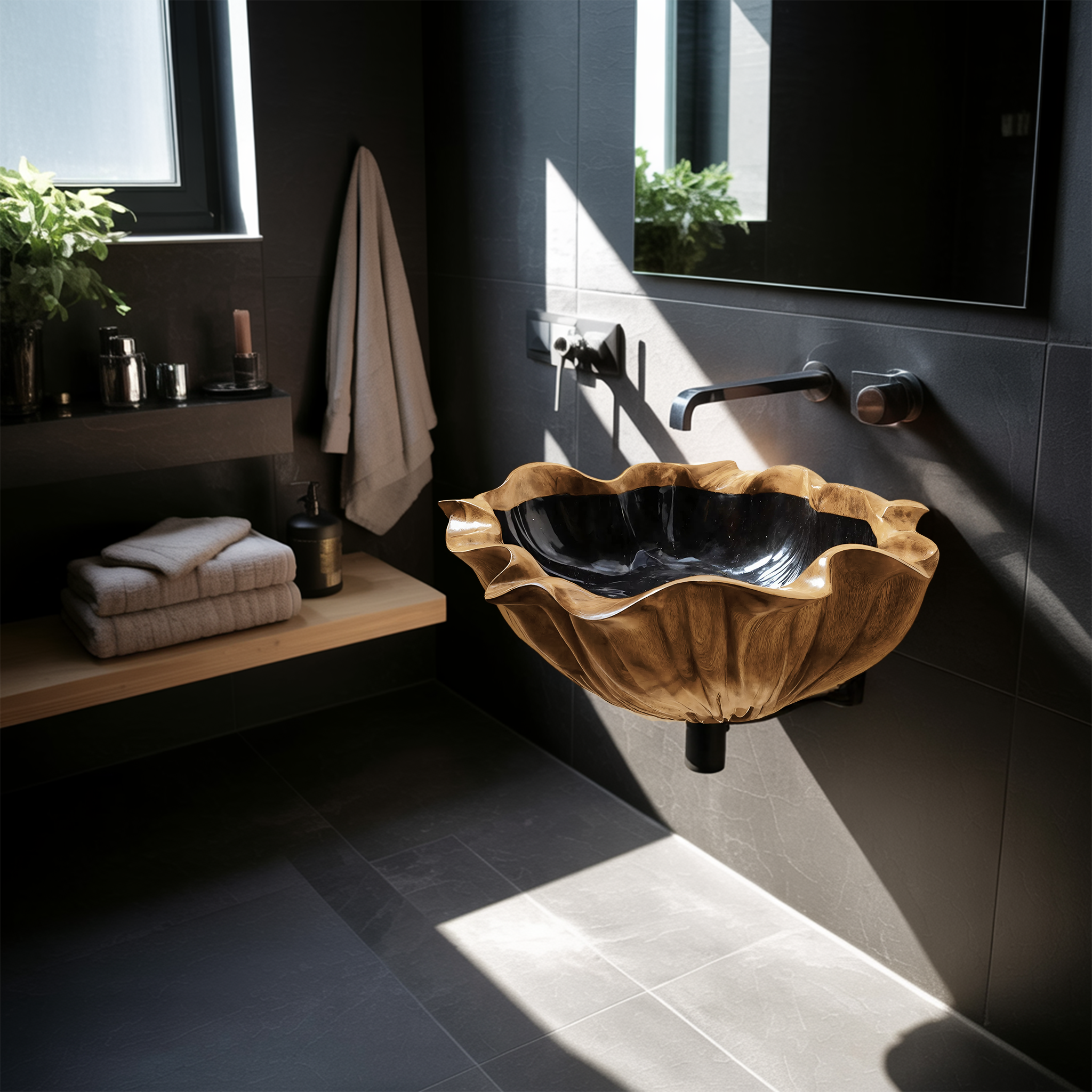 Farmhouse Live Edge Wood Vanity Sink For Timeless Bathroom Decor