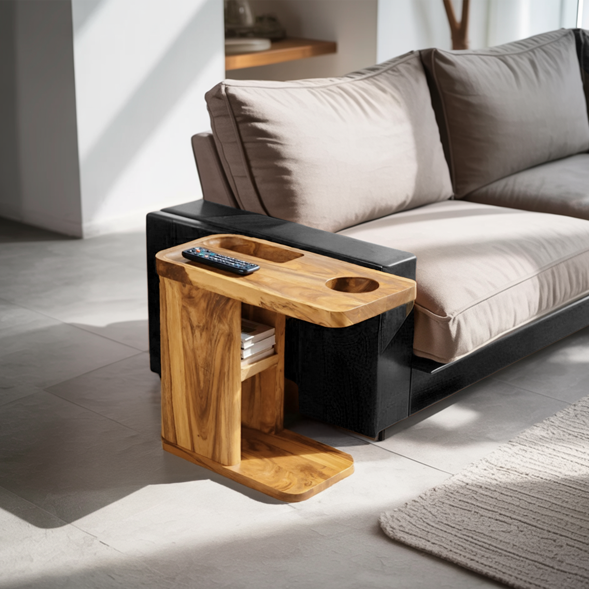 Mid Century Live Edge Side Table For Living Room Decor