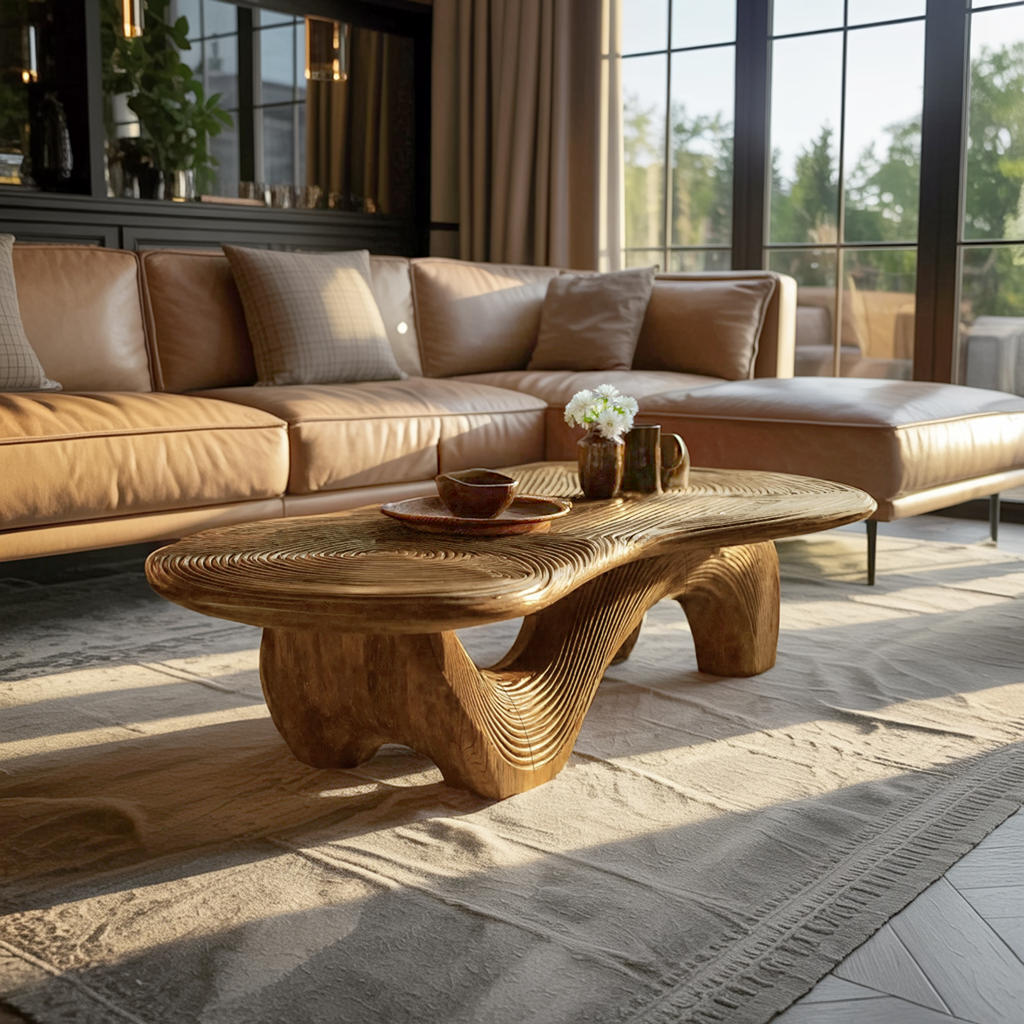 Farmhouse Wooden Live Edge Coffee Table For Furniture Decor
