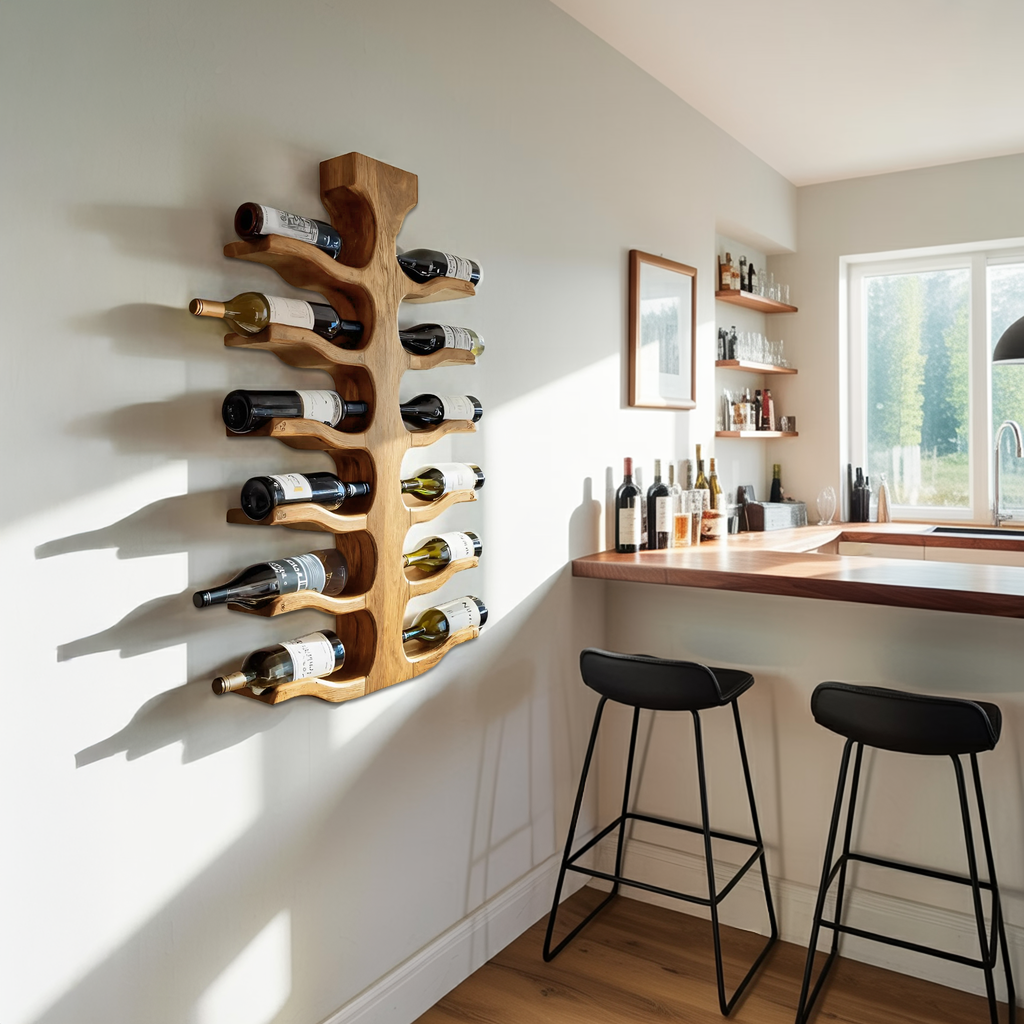 Modern Wall Mounted Wine Bottle Holder For Bar Storage Decor