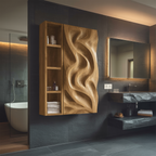 Hand-Carved Bathroom Cabinet Wave Door Design For Bathroom