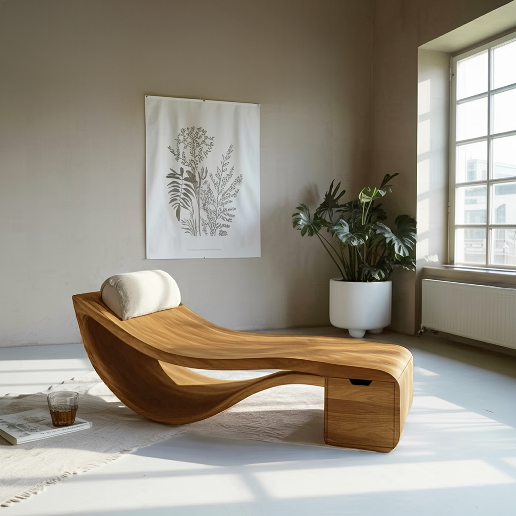 Organic Sculptural Chaise Lounge Chair For Living Room