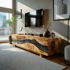 Mid Century Wooden Live Edge TV Stand For Living Room Decor