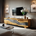 Handcrafted Natural Live Edge TV Unit For Home