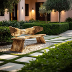 Farmhouse Ergonomic Wood Bench For Backyard Retreat