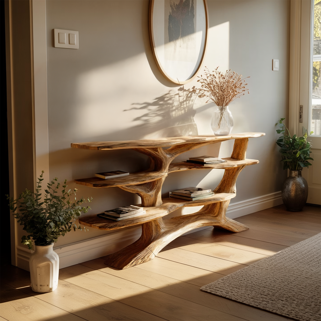 Farmhouse Wooden Live Edge Console Table For Farmhouse Furniture Decor