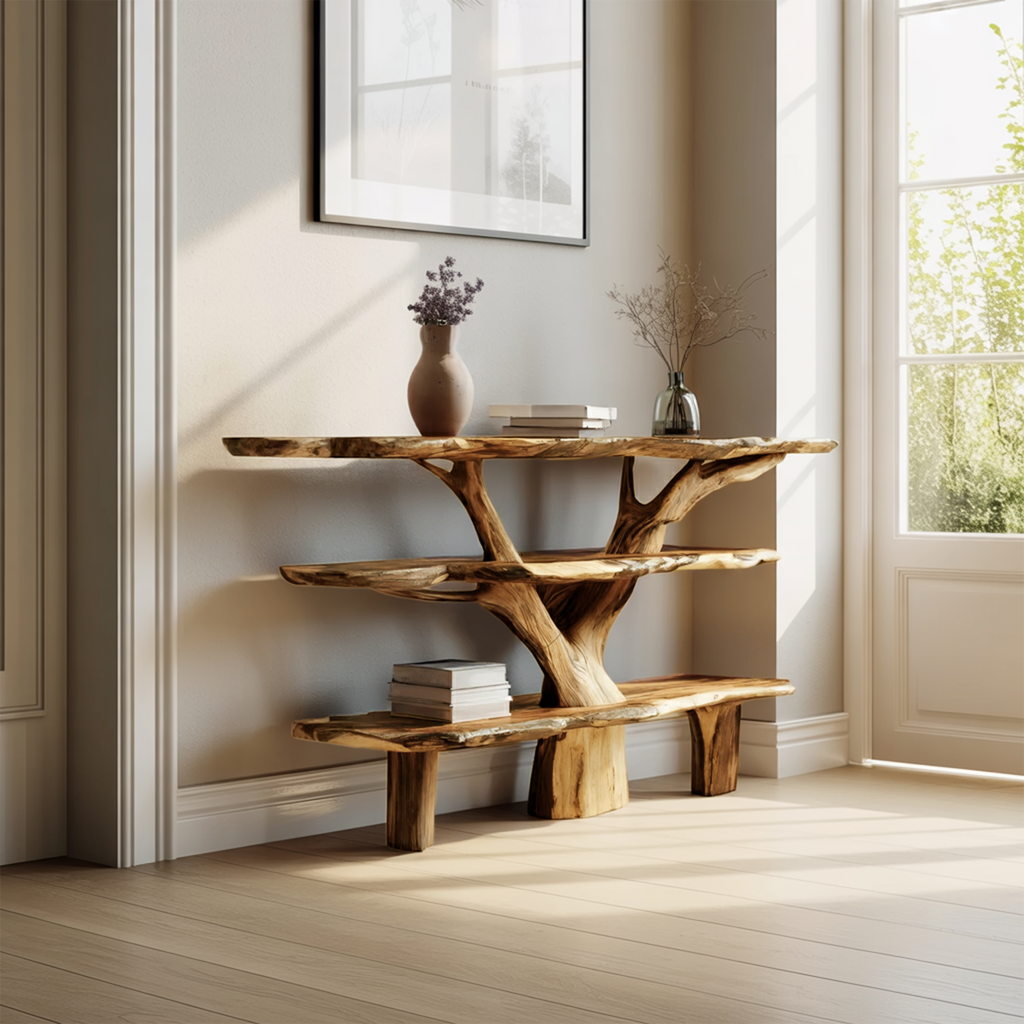 Farmhouse Solid Wood Console Table For Vintage Entryway Rustic Design