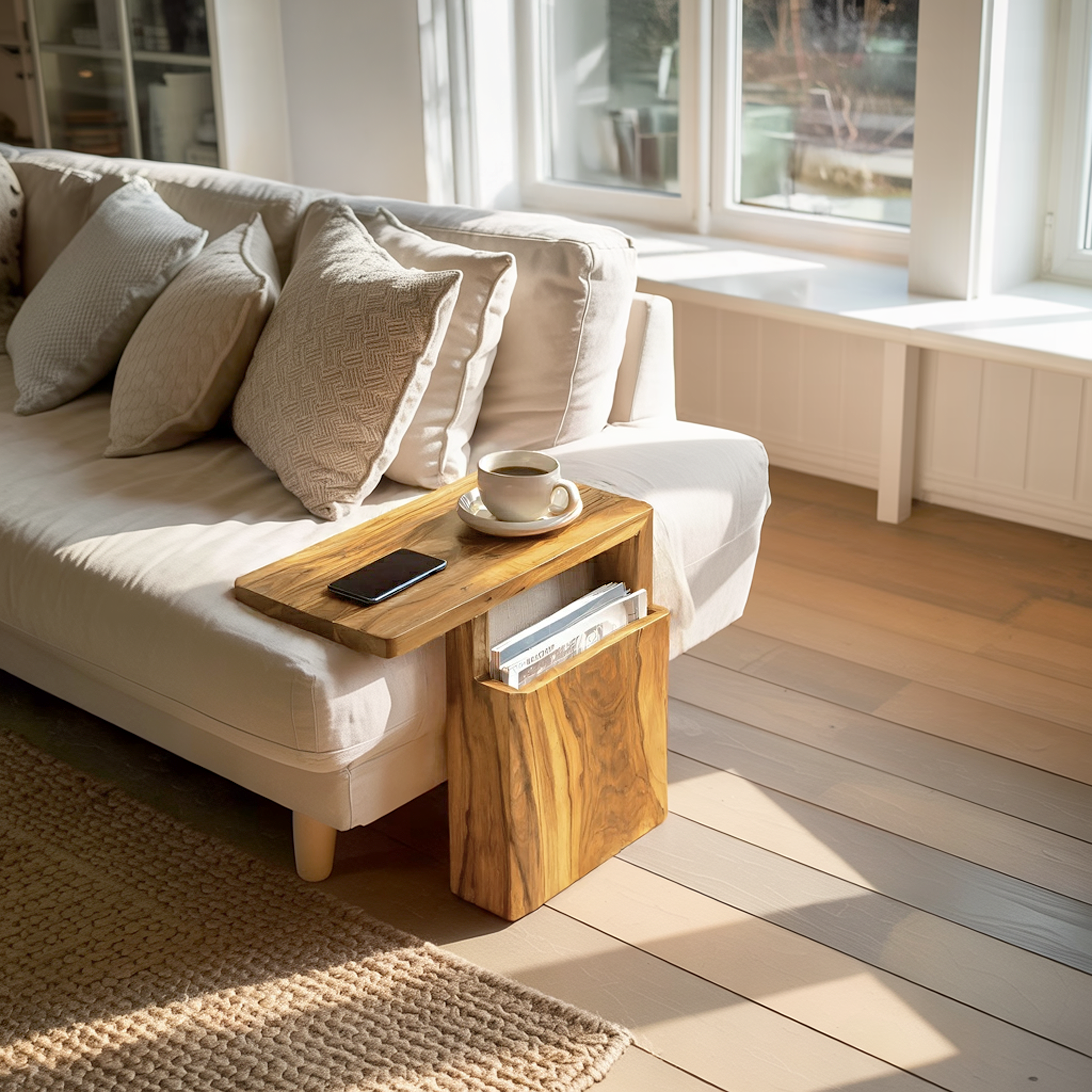 Rustic Wooden Armrest For Warm Living Room Design