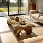 Handcrafted Solid Wood Irregular Coffee Table For Living Room
