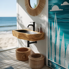 Farmhouse Solid Wood Vanity Sink For Bathroom Furniture Decor