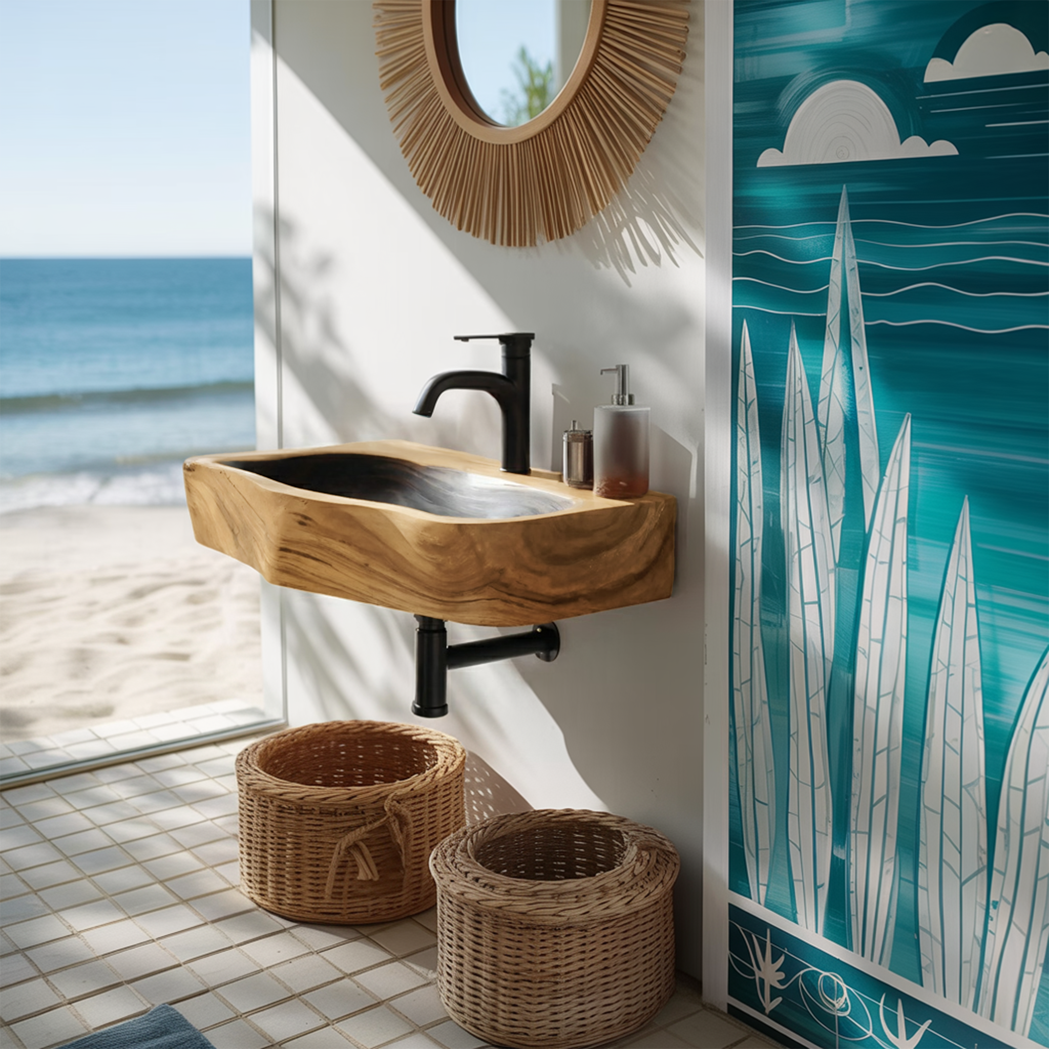Farmhouse Solid Wood Vanity Sink For Bathroom Furniture Decor