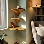 Farmhouse Solid Wood Mushroom Shelf For Living Room And Entryway Decor