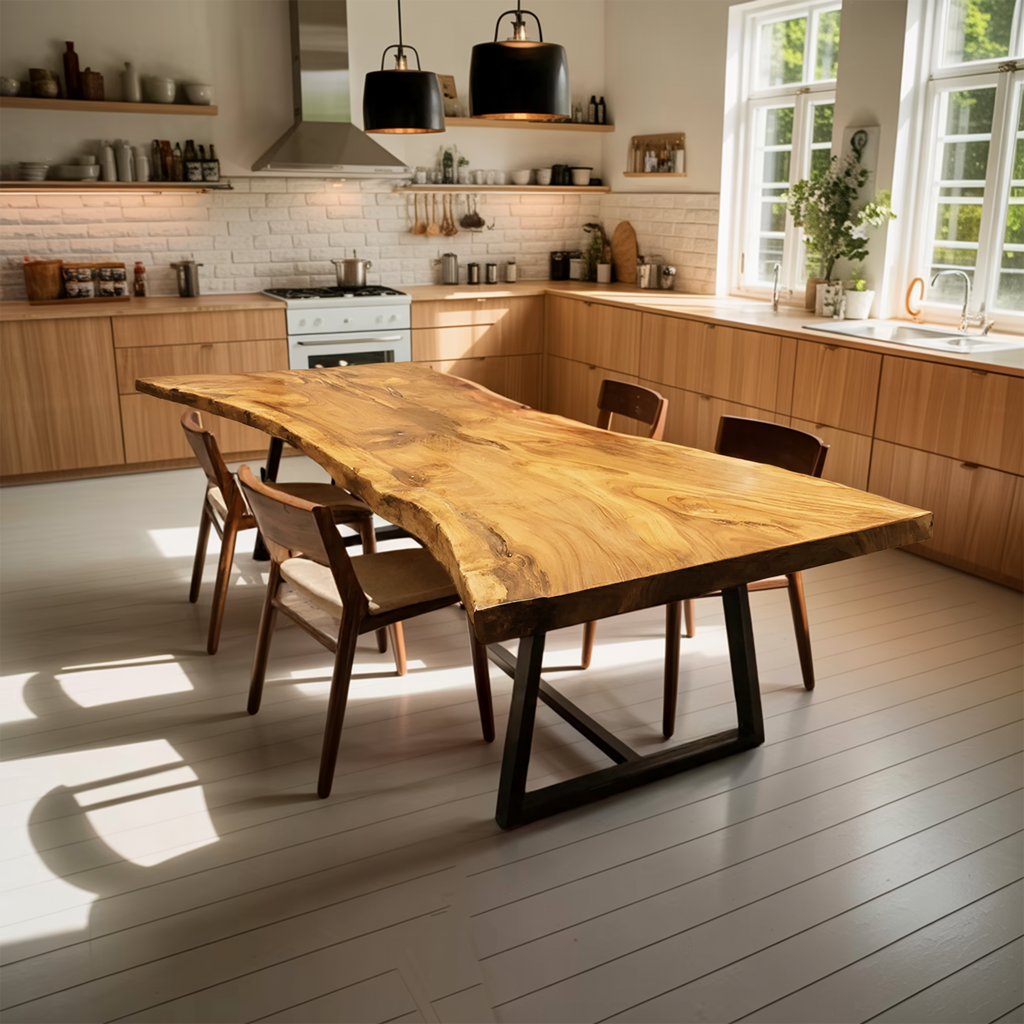 Furniture Decor Farmhouse Live Edge Dining Table Warm