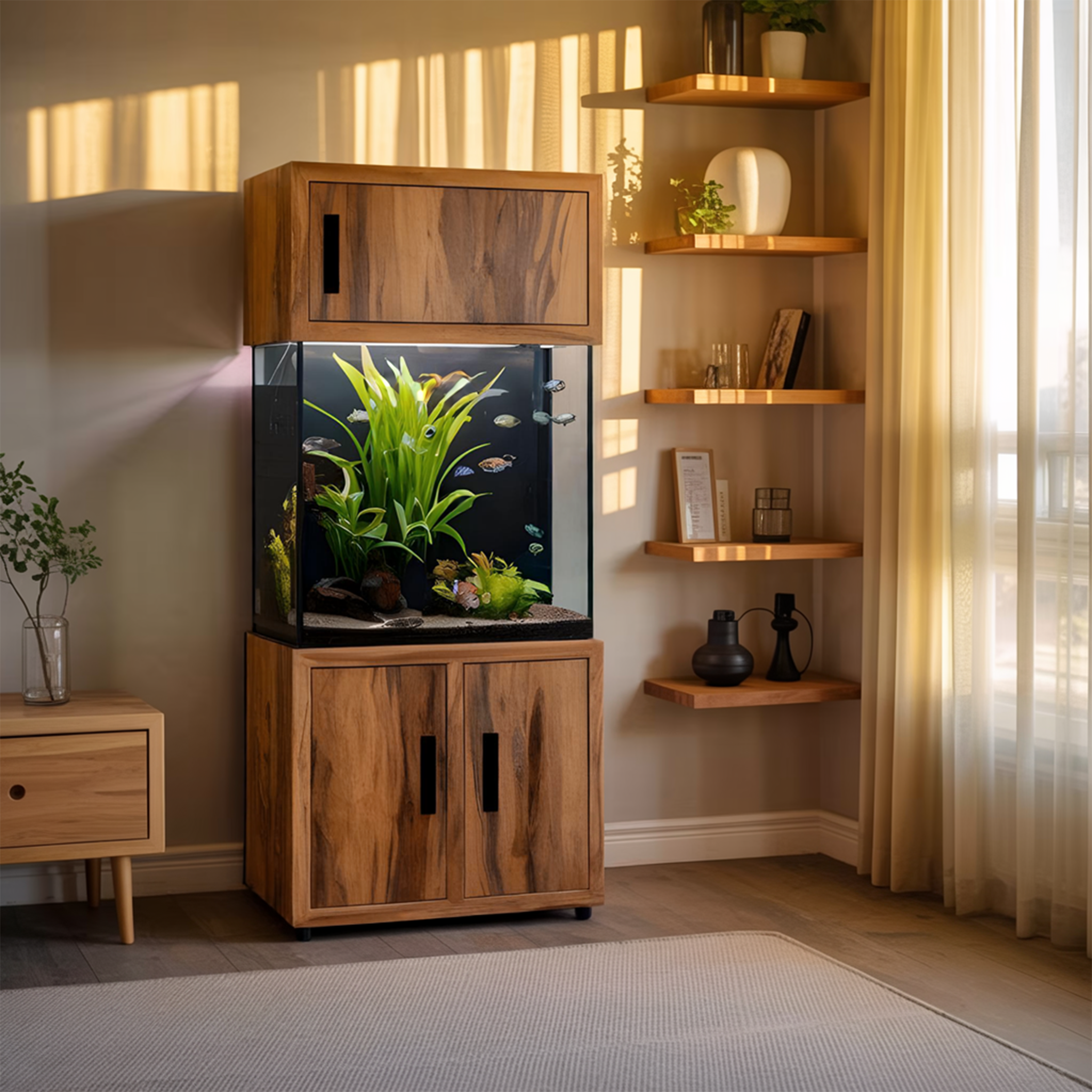 Rustic Aquarium Cabinet For Living Room Corner