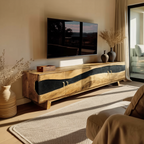 Farmhouse Wooden Live Edge TV Stand For Bedroom Decor