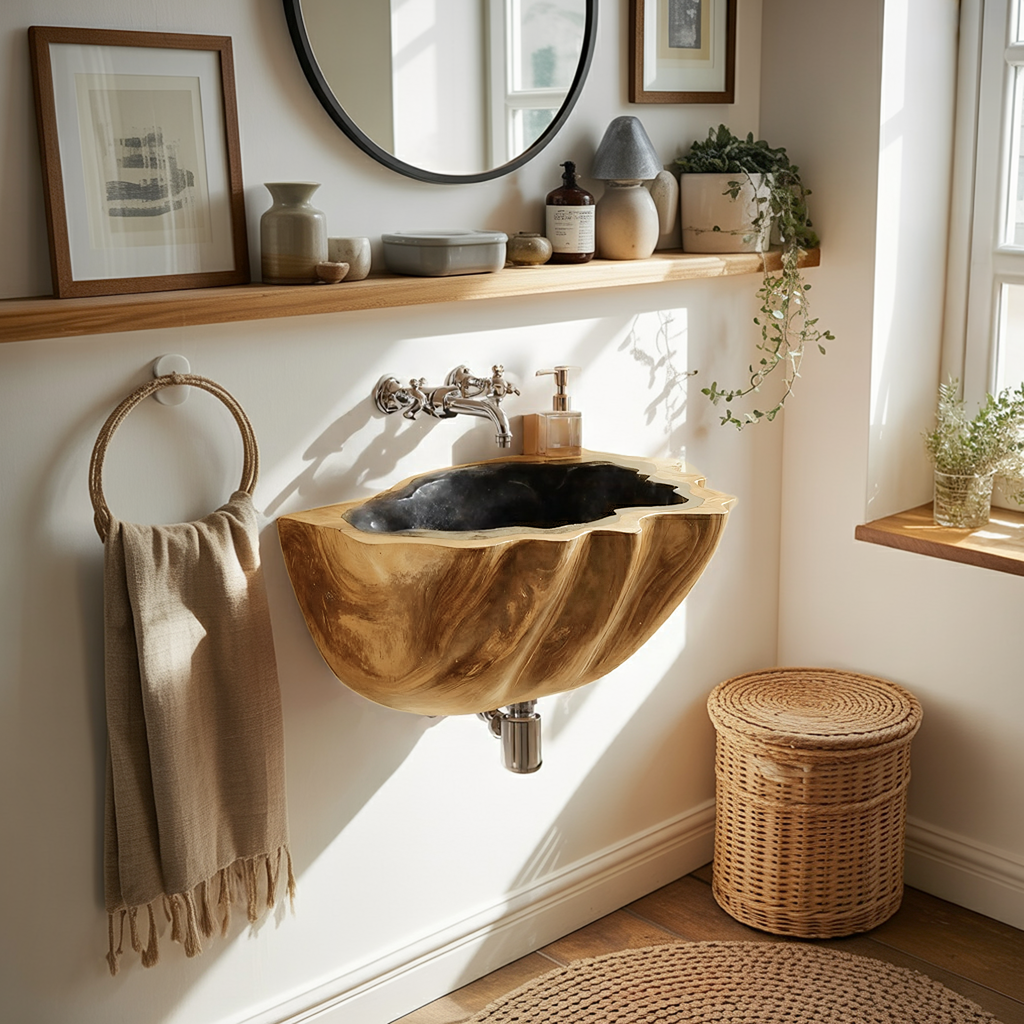 Modern Solid Wood Vanity Sink For Clean Bathroom Design Decor