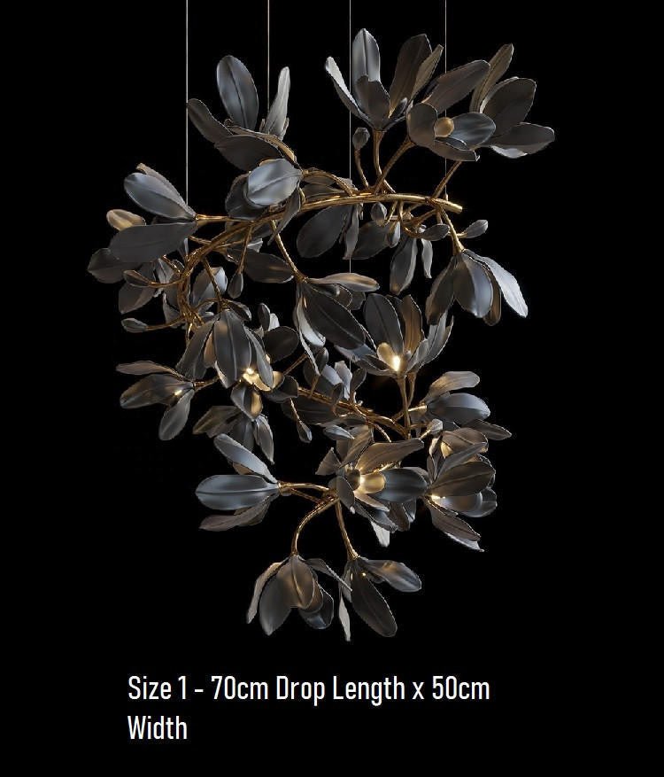 Octavia Black Branching Glass Flower Chandelier - 27.6 inches Drop Length x 19.7 inches WidthDeep Golden Browncasivra