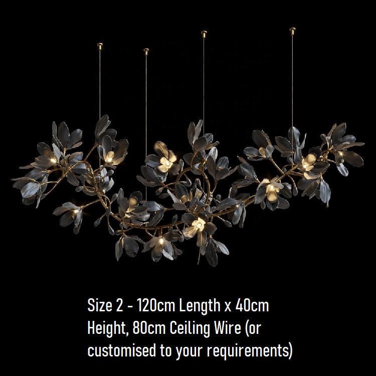 Octavia Black Branching Glass Flower Chandelier - 47.2 inches Length x 15.7 inches Height&nbsp;Deep Golden Browncasivra