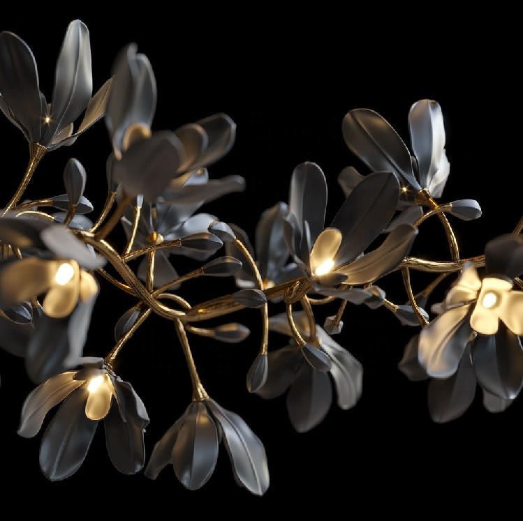Octavia Black Branching Glass Flower Chandelier - 27.6 inches Drop Length x 19.7 inches WidthDeep Golden Browncasivra