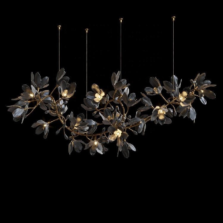 Octavia Black Branching Glass Flower Chandelier - 27.6 inches Drop Length x 19.7 inches WidthDeep Golden Browncasivra